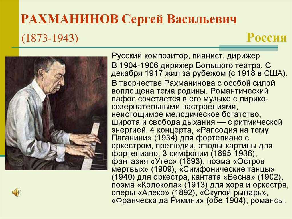 Краткая биография рахманинова – жизнь и творчество сергея васильевича